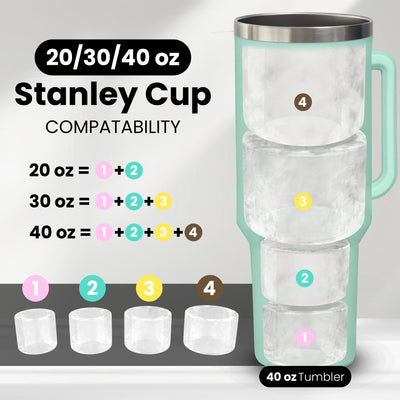 4 Ring Silicone Ice Cube Tray for Stanley Cup with Lid and Storage Container- Stanley Ice Mold - Stanley Cup Ice Mold - Stanley Cup Ice Cube Mold for 14-40 oz Tumbler, Whiskey, Cocktails, Drinks