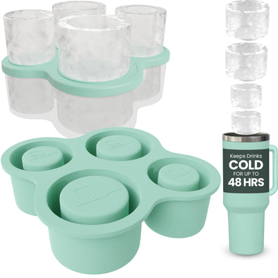 4 Ring Silicone Ice Cube Tray for Stanley Cup with Lid and Storage Container- Stanley Ice Mold - Stanley Cup Ice Mold - Stanley Cup Ice Cube Mold for 14-40 oz Tumbler, Whiskey, Cocktails, Drinks