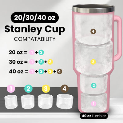 4 Ring Silicone Ice Cube Tray for Stanley Cup with Lid and Storage Container- Stanley Ice Mold - Stanley Cup Ice Mold - Stanley Cup Ice Cube Mold for 14-40 oz Tumbler, Whiskey, Cocktails, Drinks