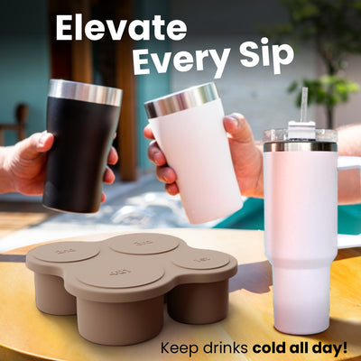 4 Ring Silicone Ice Cube Tray for Stanley Cup with Lid and Storage Container- Stanley Ice Mold - Stanley Cup Ice Mold - Stanley Cup Ice Cube Mold for 14-40 oz Tumbler, Whiskey, Cocktails, Drinks