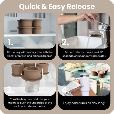 4 Ring Silicone Ice Cube Tray for Stanley Cup with Lid and Storage Container- Stanley Ice Mold - Stanley Cup Ice Mold - Stanley Cup Ice Cube Mold for 14-40 oz Tumbler, Whiskey, Cocktails, Drinks