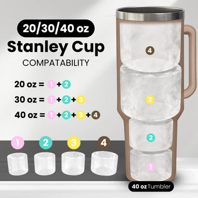 4 Ring Silicone Ice Cube Tray for Stanley Cup with Lid and Storage Container- Stanley Ice Mold - Stanley Cup Ice Mold - Stanley Cup Ice Cube Mold for 14-40 oz Tumbler, Whiskey, Cocktails, Drinks
