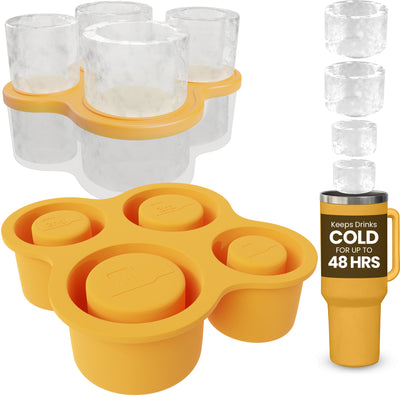 4 Ring Silicone Ice Cube Tray for Stanley Cup with Lid and Storage Container- Stanley Ice Mold - Stanley Cup Ice Mold - Stanley Cup Ice Cube Mold for 14-40 oz Tumbler, Whiskey, Cocktails, Drinks