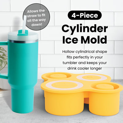 4 Ring Silicone Ice Cube Tray for Stanley Cup with Lid and Storage Container- Stanley Ice Mold - Stanley Cup Ice Mold - Stanley Cup Ice Cube Mold for 14-40 oz Tumbler, Whiskey, Cocktails, Drinks